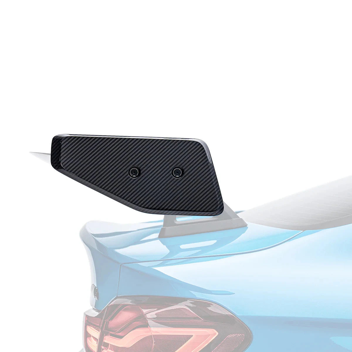 AT-R1 prepreg flat endplate with two mounting holes, black textured finish