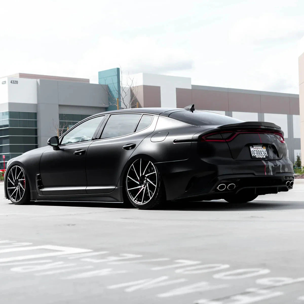 KIA Stinger rear trunk spoiler, dark carbon fiber finish