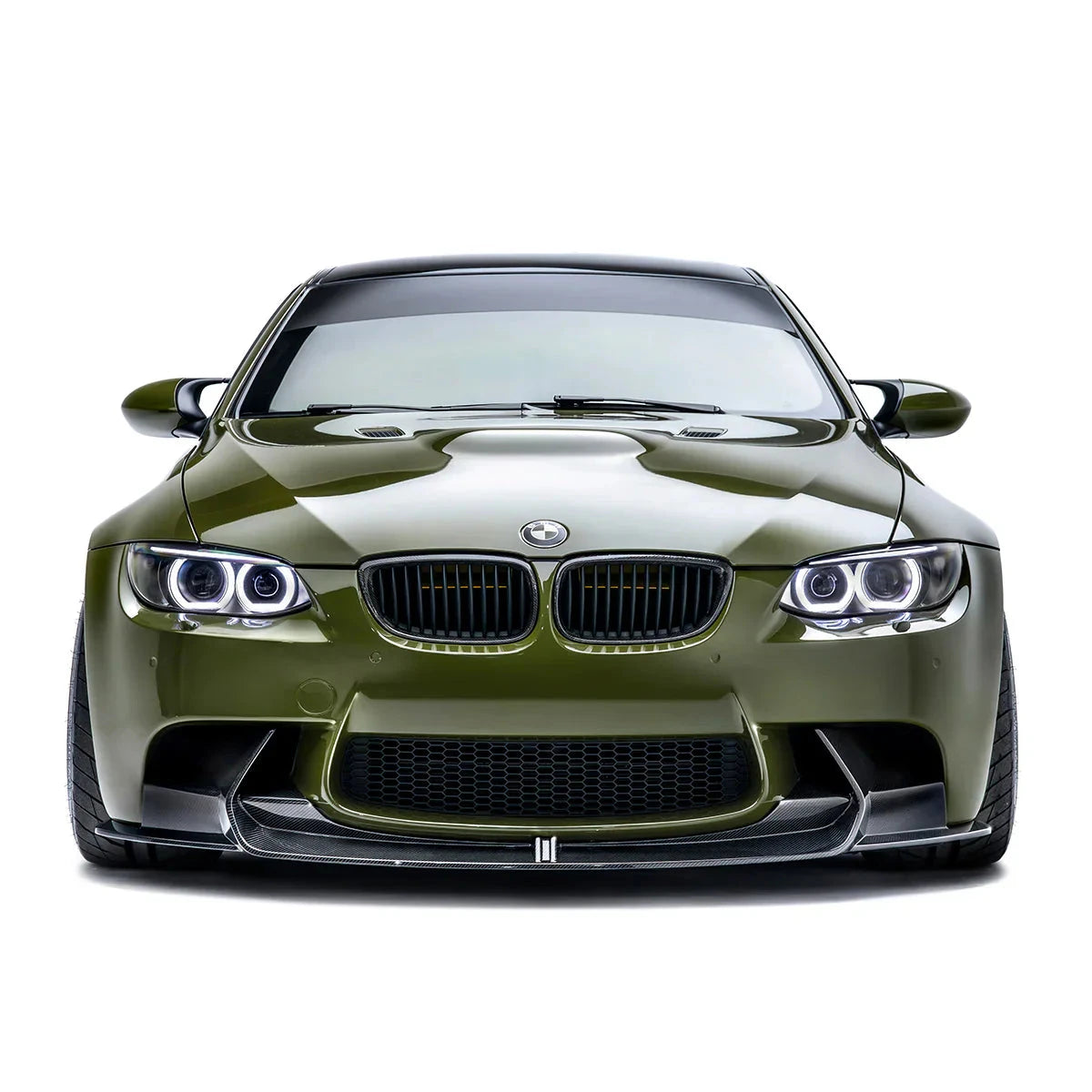 BMW E92 M3 with glossy carbon fiber front lip