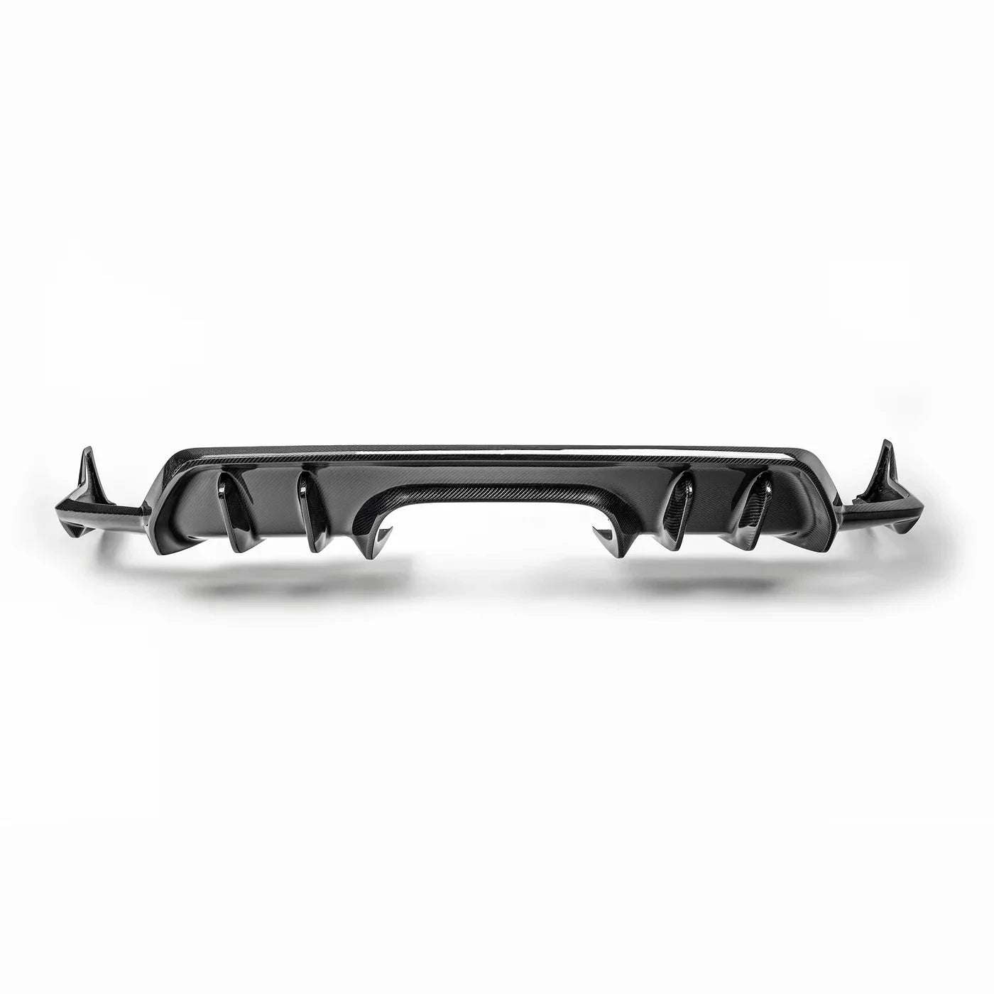 ADRO carbon fiber rear diffuser for Honda FL5 Civic Type R, front view on white background, features integrated aero fins.