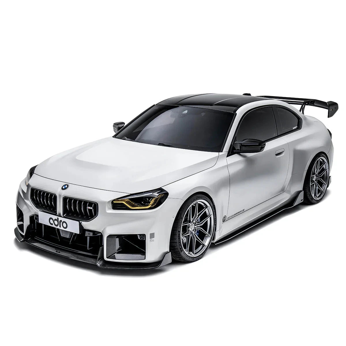 ADRO prepreg grille for BMW G87 M2 (stock bumper), front view on white background.