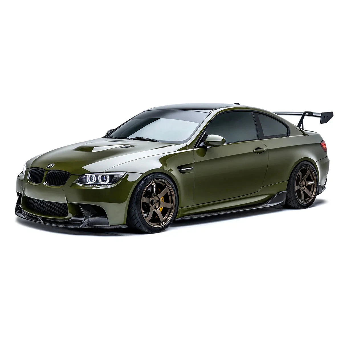 Rear swan-neck spoiler wing for BMW coupe, black spoiler blade with upright supports