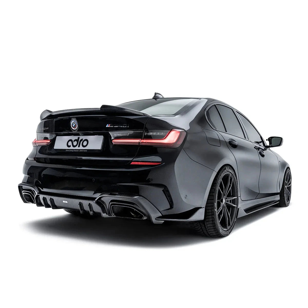 BMW G20 M340i side skirts by ADRO, featuring sleek design and aerodynamic details for enhanced vehicle style and performance.