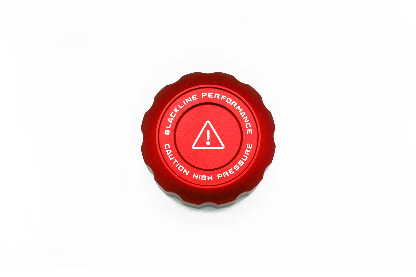 Coolant cap cover set: red cap cover top with “Blackline Performance” lettering