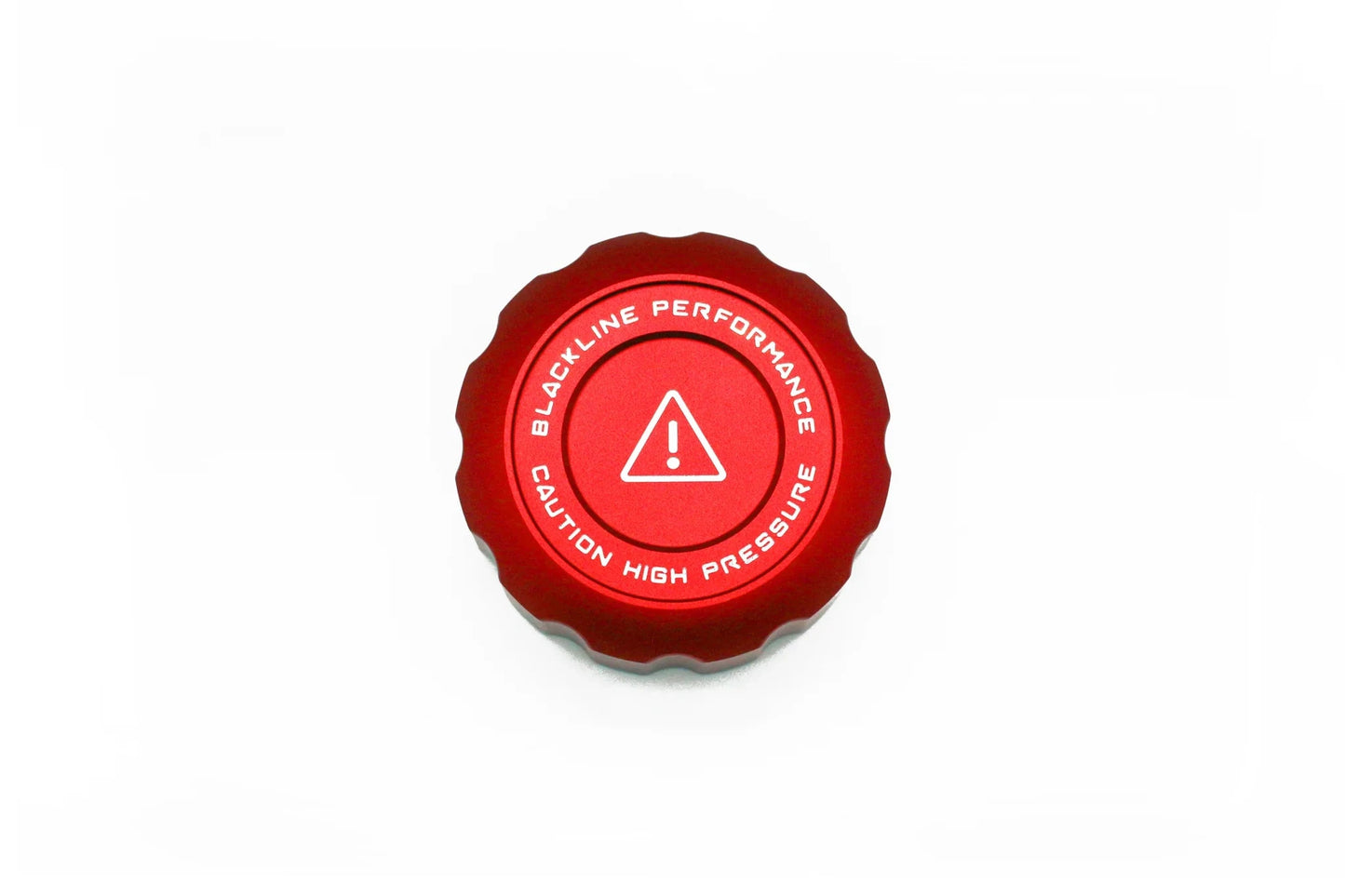Coolant cap cover set: red cap cover top with “Blackline Performance” lettering