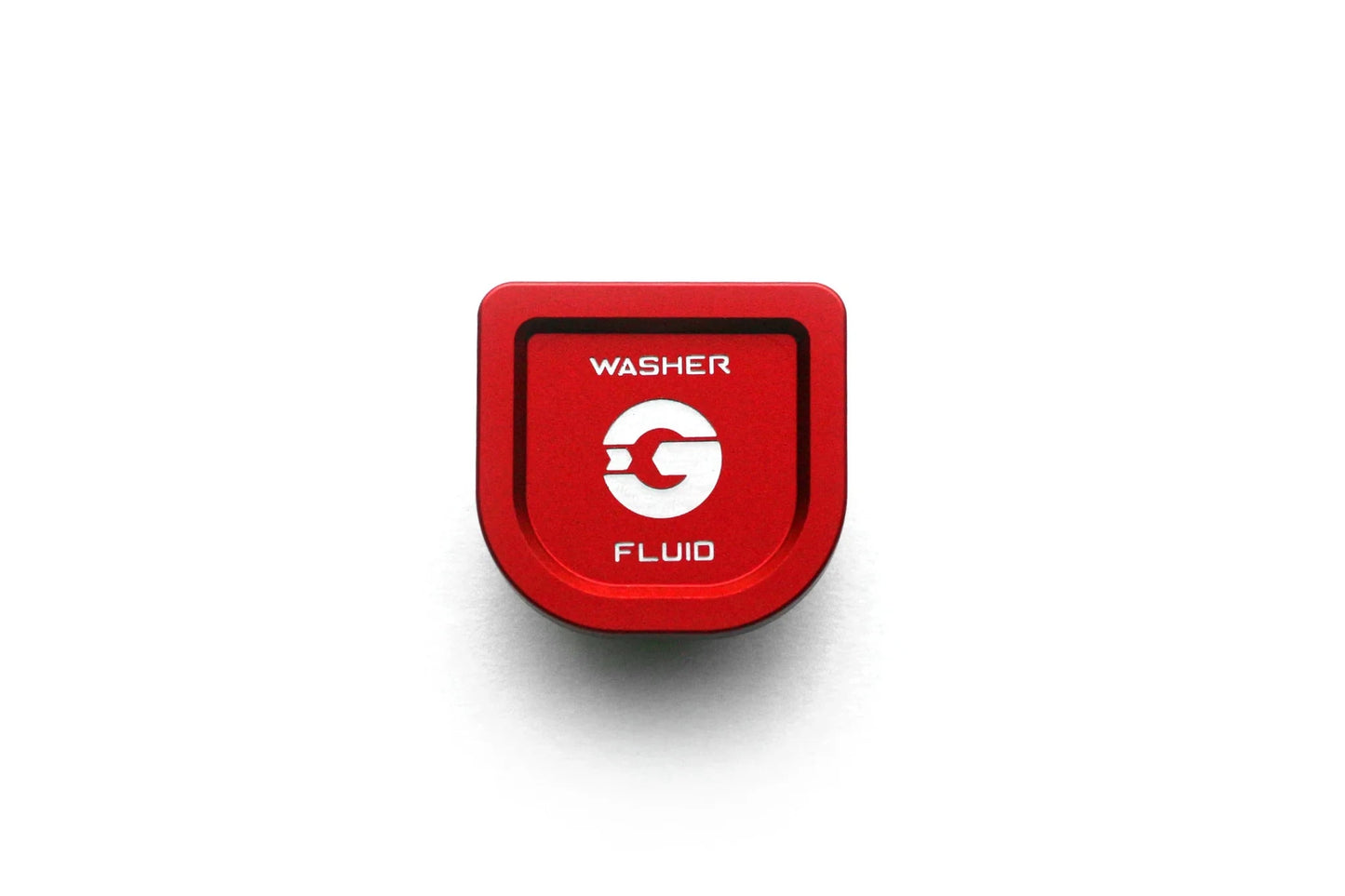 Washer fluid cap, red square with Washer Fluid label and G icon, standalone