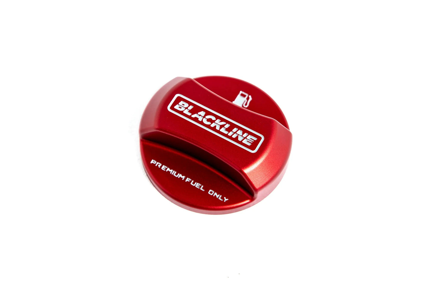 Red angled fuel cap cover with Blackline logo and Premium Fuel Only text