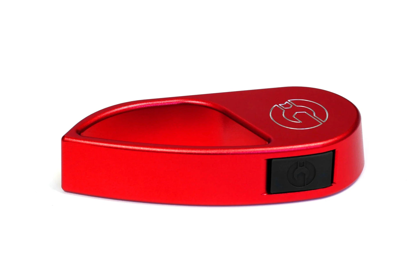 Red hood latch release handle with latch icon and black switch button