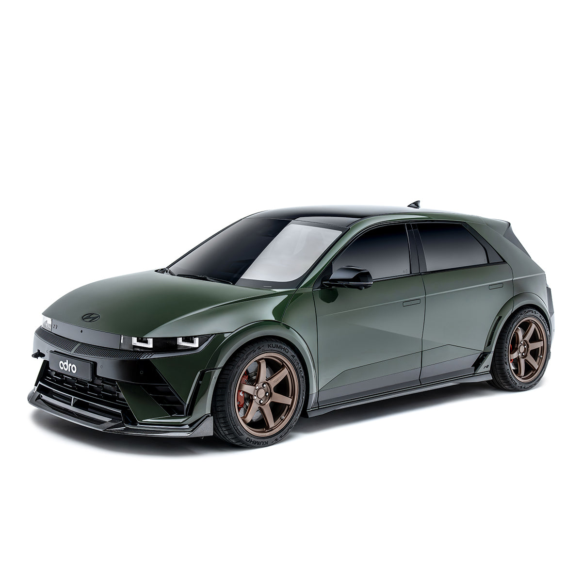 Carbon-fiber style side skirt section with black textured finish and silver trim