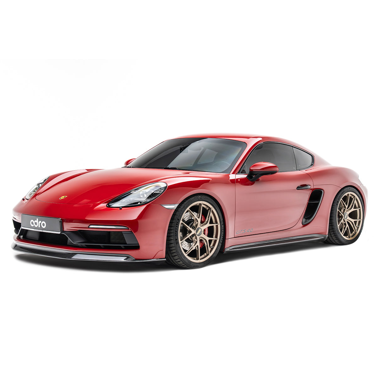 718 front lip splitter with side extensions, black carbon-look finish