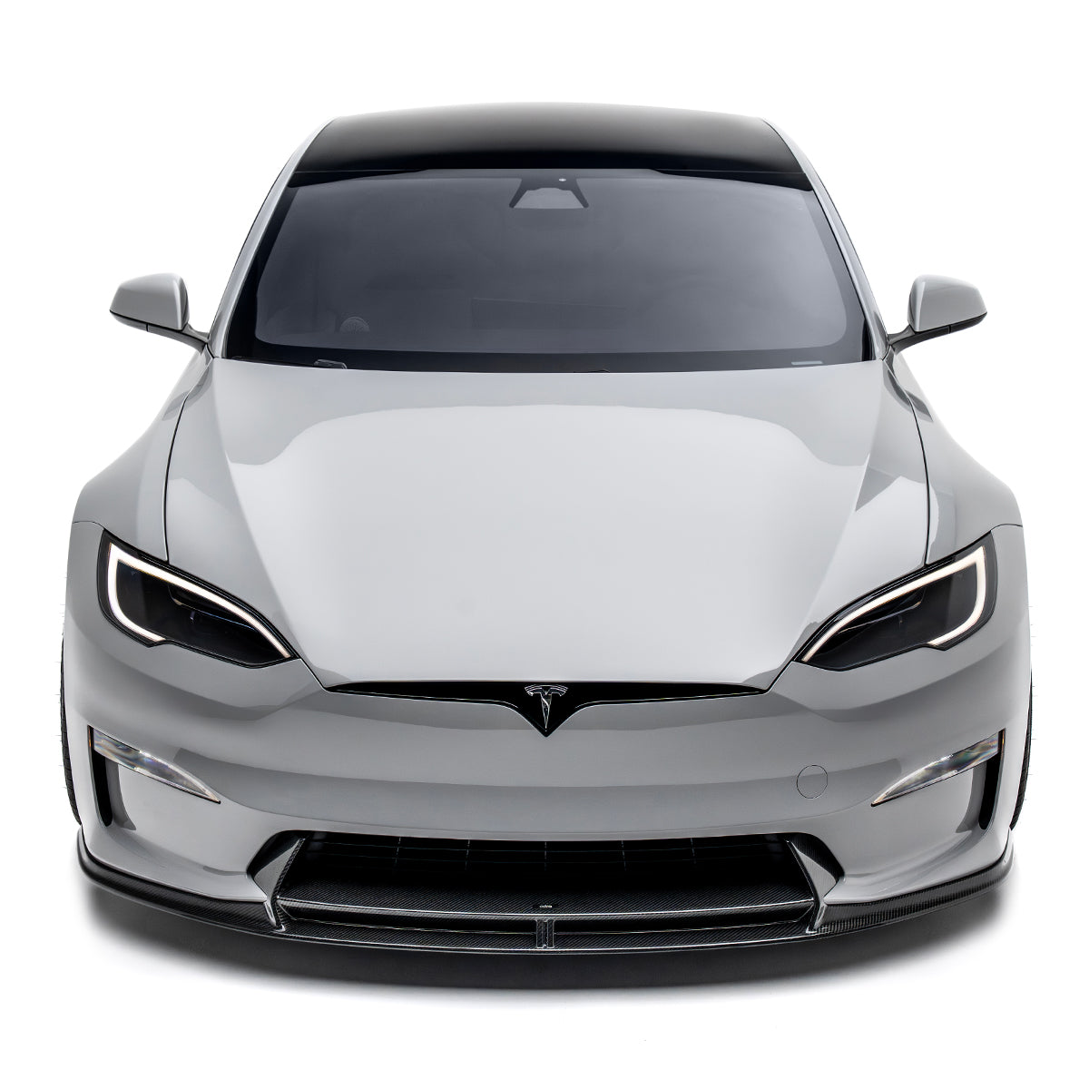 Front lip splitter for Model S, dark black front splitter with center divider