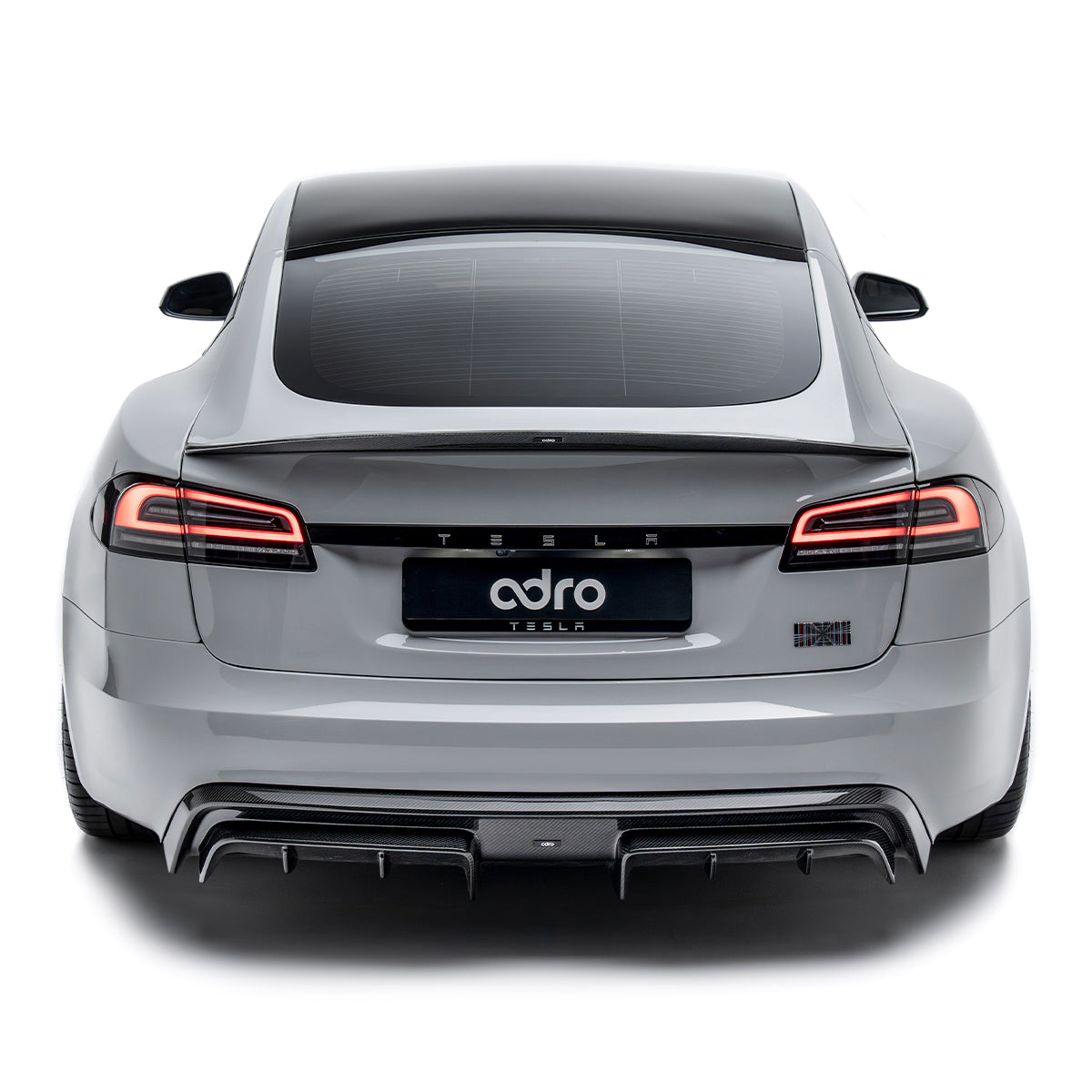 Rear diffuser for Tesla Model S, black lower grille with hanging fin accents