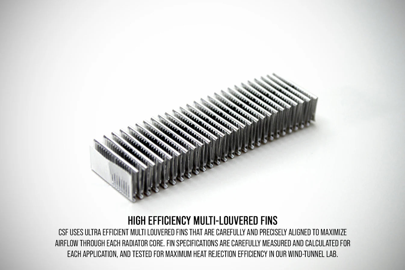 All-aluminum radiator multi-louver fins on a dark core with silver end tank
