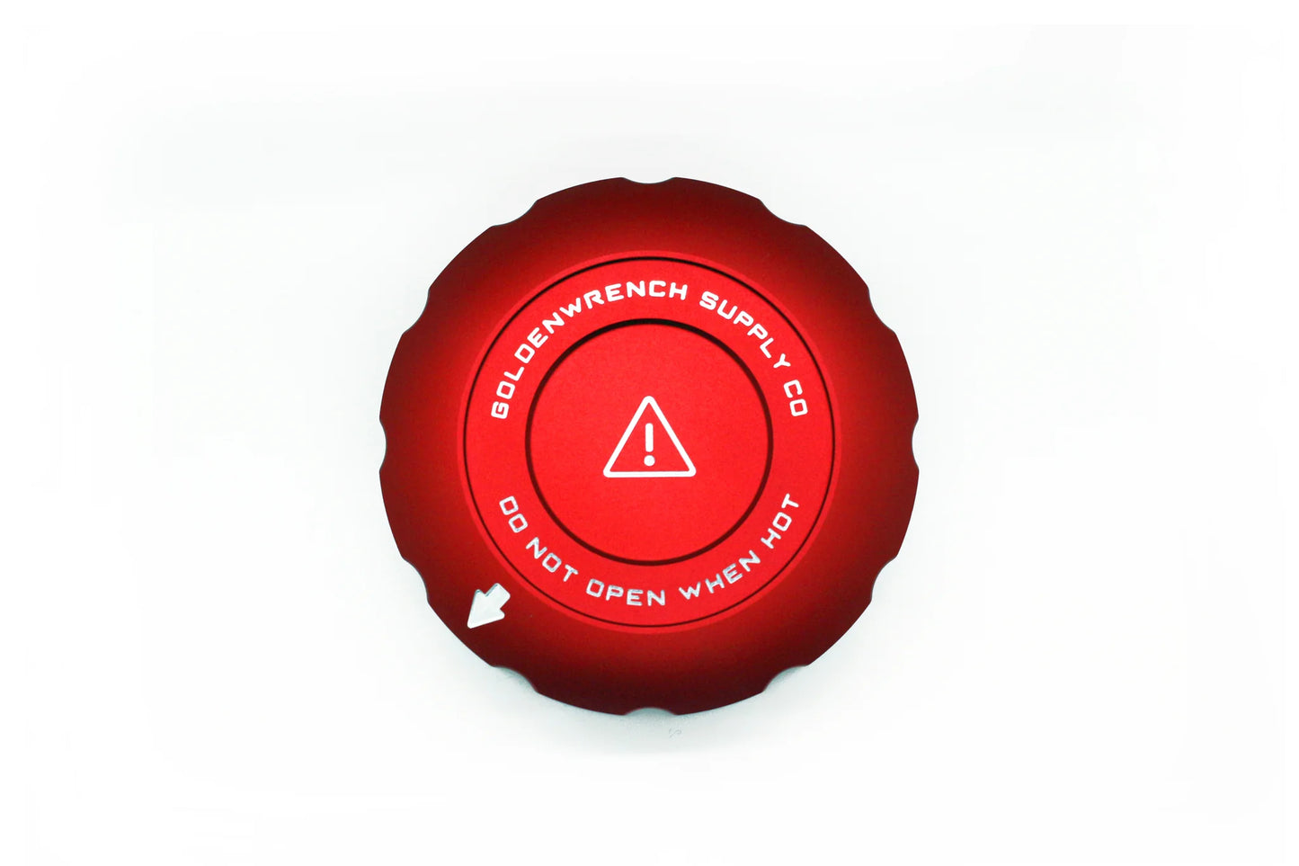 Coolant cap cover set: red cap cover with center warning triangle and arrows