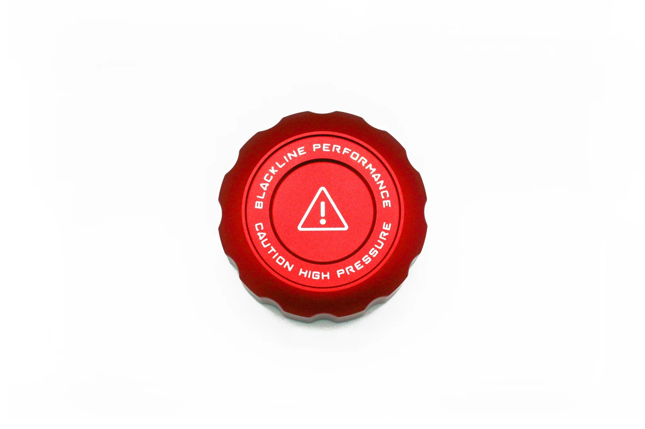 Coolant cap cover set: red cap cover top with “Blackline Performance” lettering