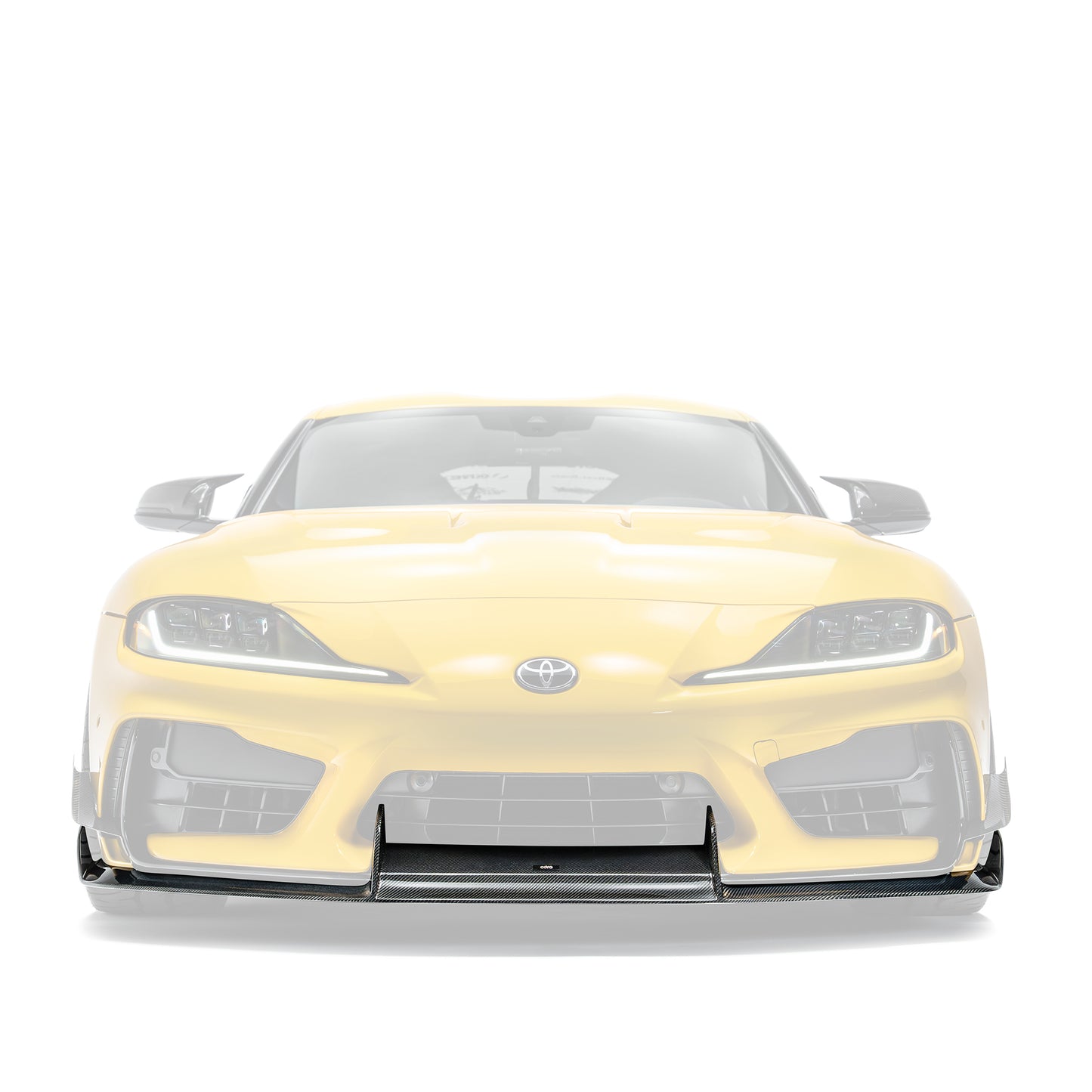 Carbon fiber front lip for GR Supra, black, with center opening and split sections