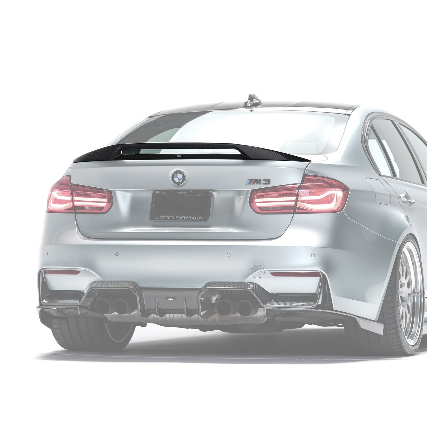 Rear carbon fiber spoiler with center opening