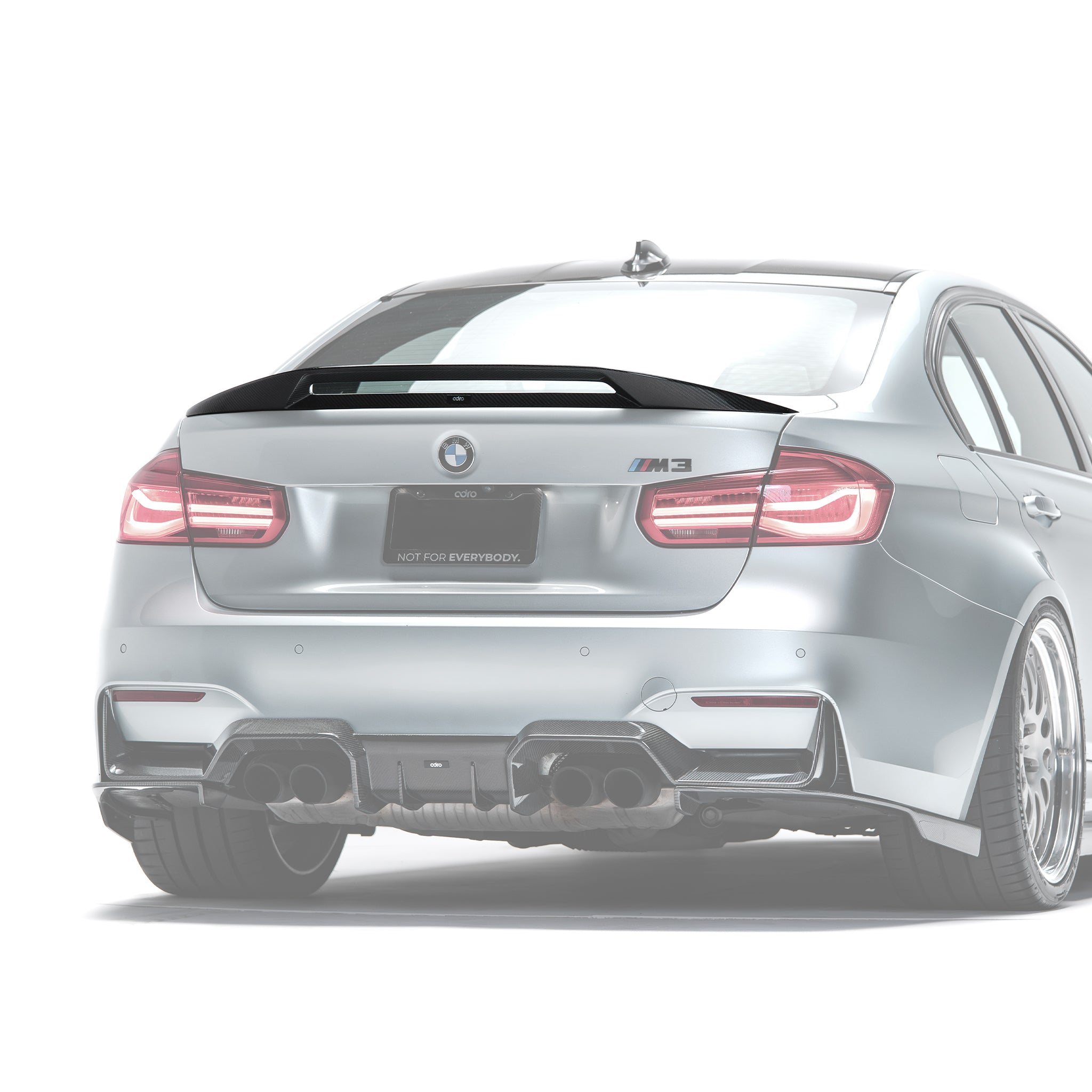 Rear carbon fiber spoiler with center opening