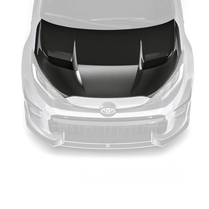 Prepreg hood, black carbon-fiber weave with raised center fins