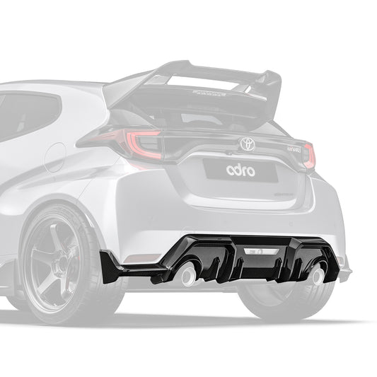 Carbon fiber rear diffuser, black woven texture with twin exhaust cutouts
