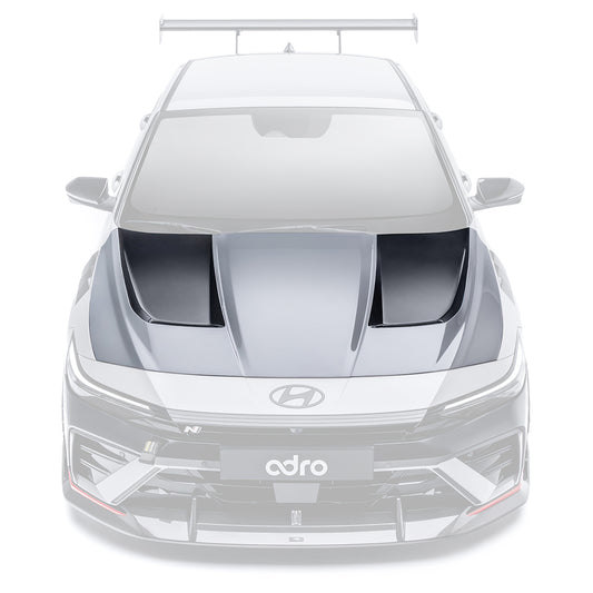 Sports car front lower diffuser with black side fins and carbon-fiber style trim