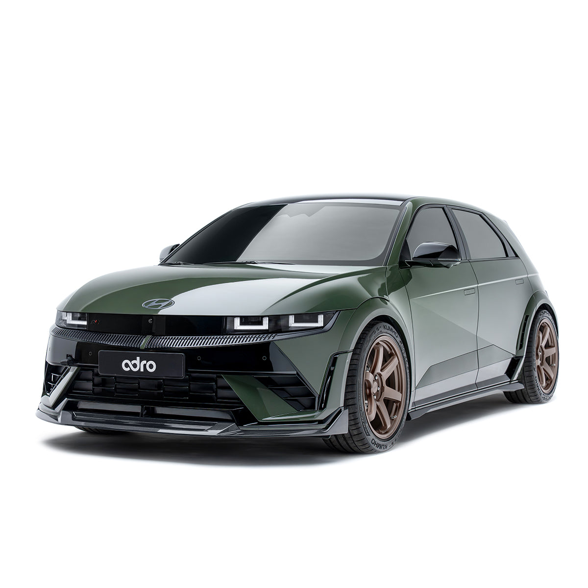 Carbon fiber front lip spoiler for a car, black with sculpted central section
