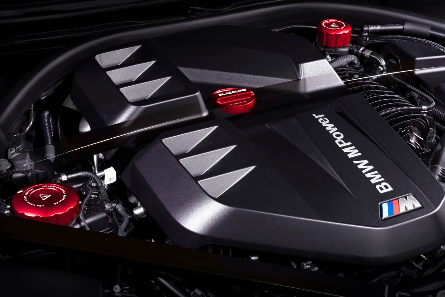 BMW 2021+ S58 ENGINE BLACKLINE PERFORMANCE CAP SET (OIL CAP / COOLANT CAPS)