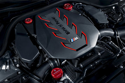BMW 2017+ S63/S68 ENGINE BLACKLINE PERFORMANCE EDITION RED CAP SET (OIL CAP / COOLANT CAPS)