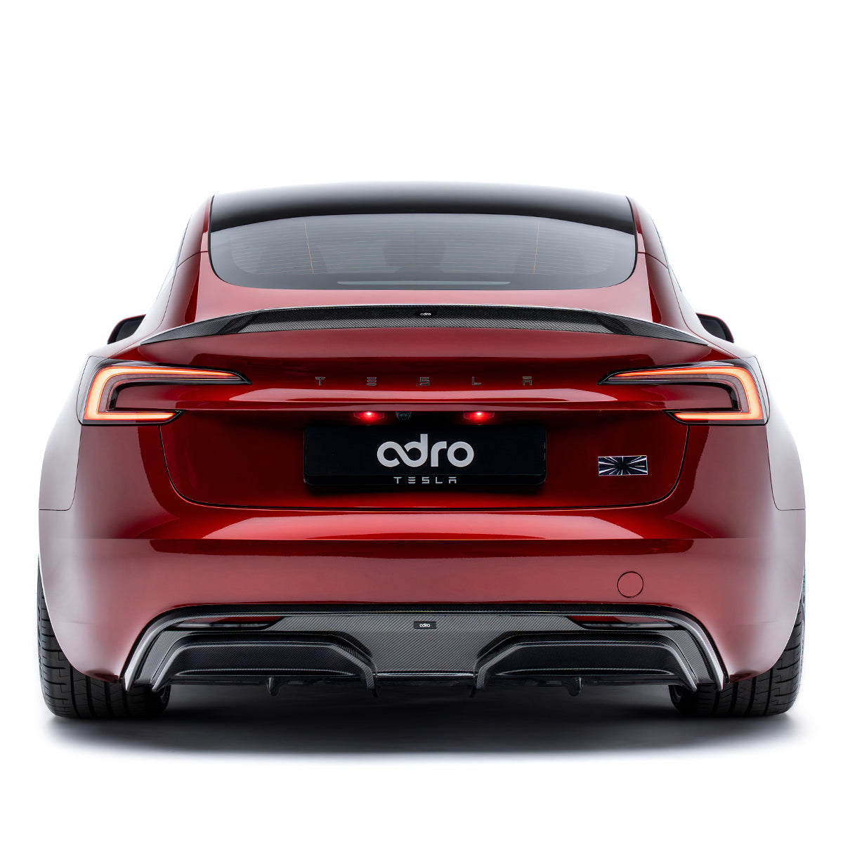Model 3 Left Rear TESLA MODEL 3 HIGHLAND PERFORMANCE CARBON FIBER REAR DIFFUSER – ADRO US