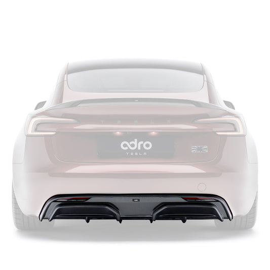 Tesla Model 3 rear performance carbon fiber diffuser with integrated trim
