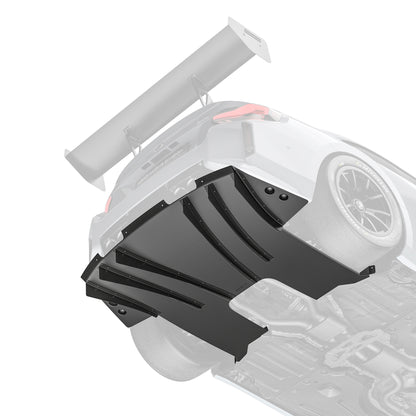 Carbon-fiber race rear diffuser panel with vertical fins and mounting holes