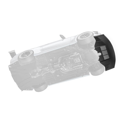 BMW G87 M2 race splitter underside, black mounting plates and side extensions