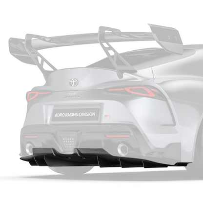 Rear carbon fiber race diffuser with mounting fins for Toyota GR Supra