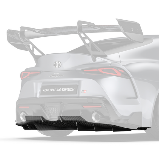 Rear carbon fiber race diffuser with mounting fins for Toyota GR Supra