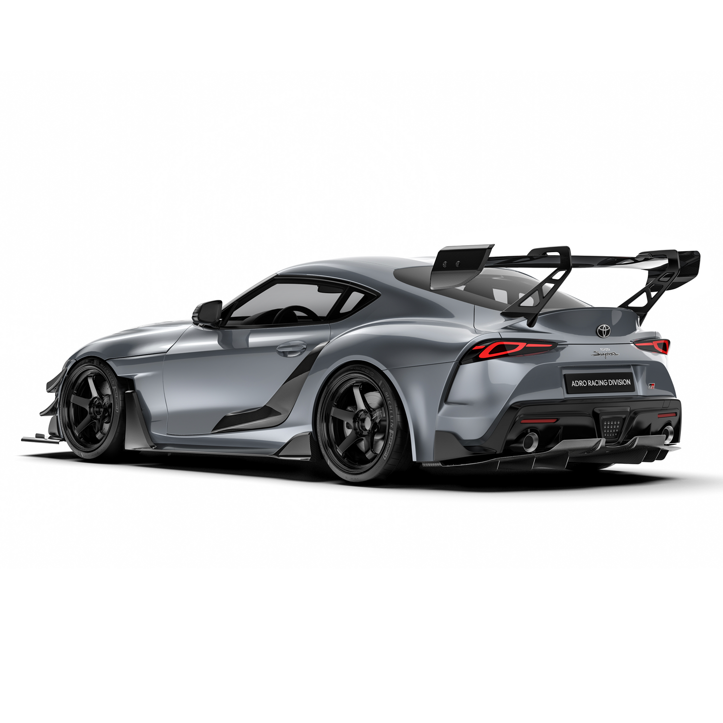 Toyota GR Supra rear carbon fiber diffuser with fin details