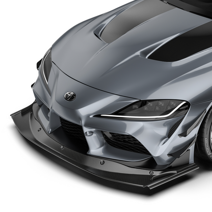 Front bumper carbon fiber canards and splitter lip with textured black weave