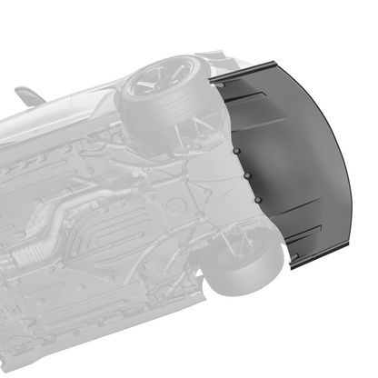 Front splitter panel, black carbon-fiber style with side flanges and fastener holes